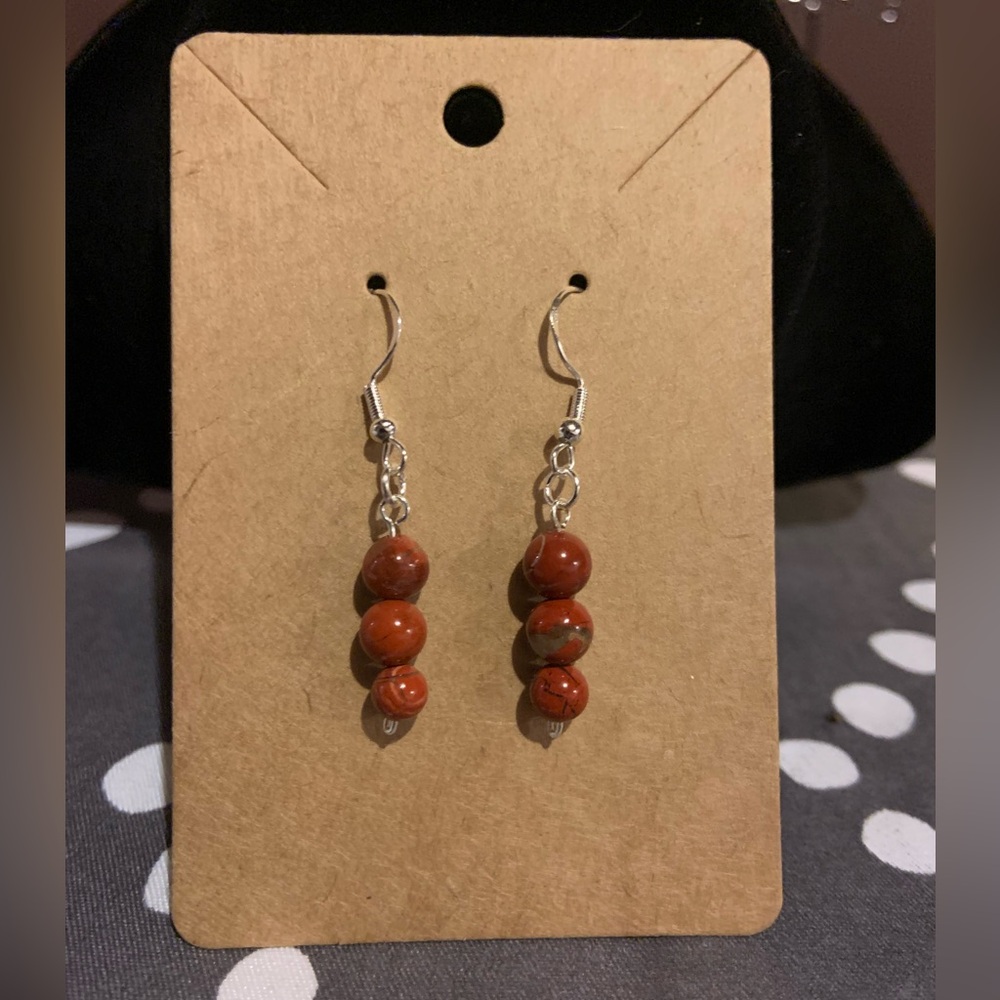 Cute 3 bead handmade sterling silver earrings, NWOT